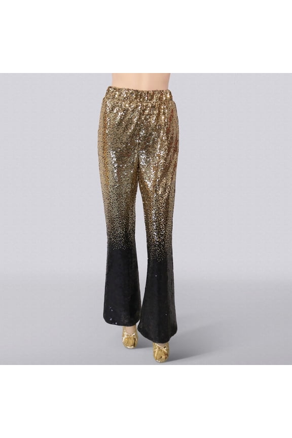 Women's Sequins Gradient Flare Pants with Elastic Waist Carnival Party Dance Performance