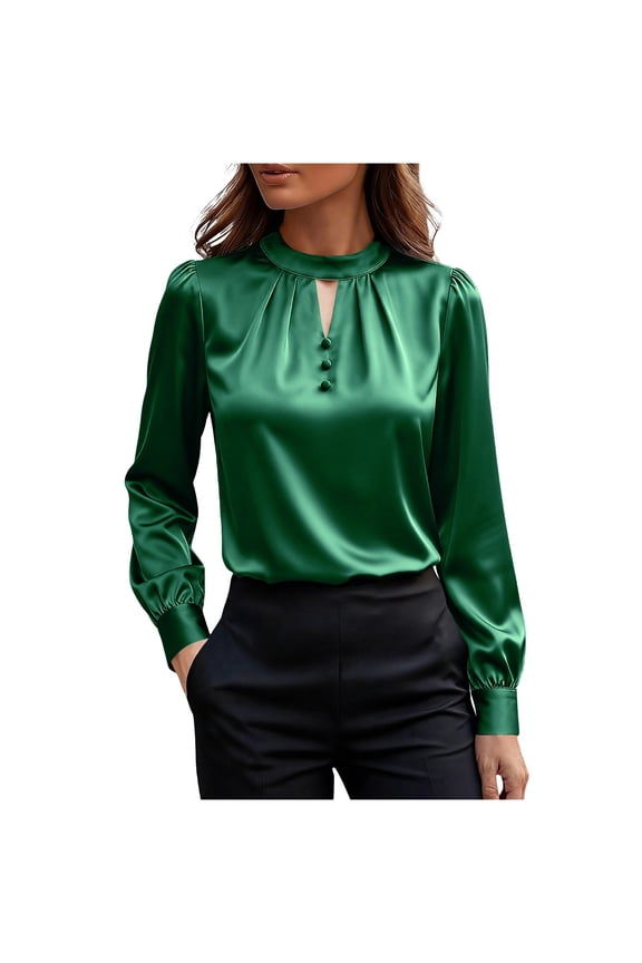 Women's Shirt V Neck Pleated Elegant and Chic-Style Blouse