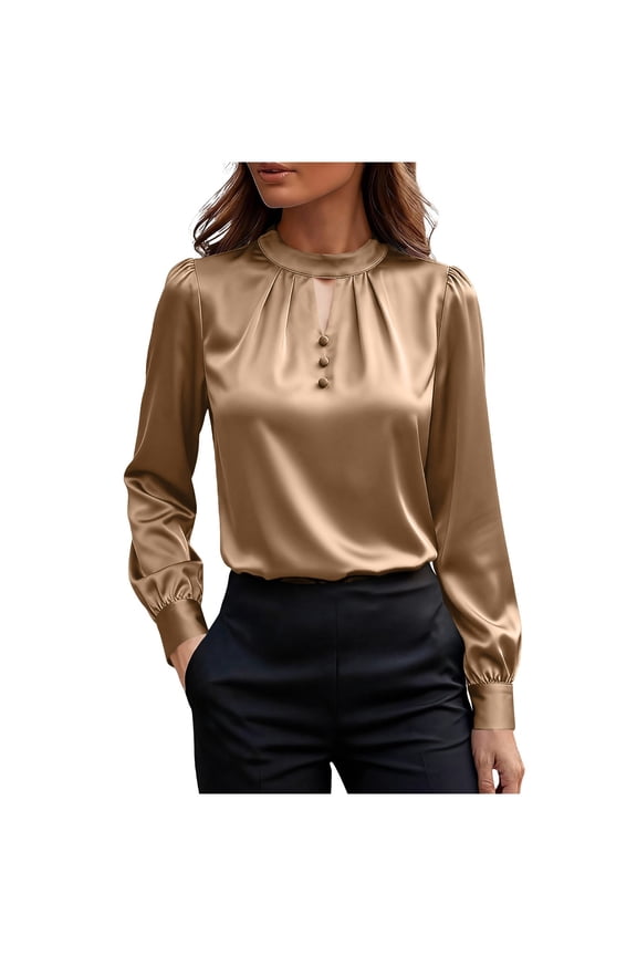 Women's Shirt V Neck Pleated Elegant and Chic-Style Blouse