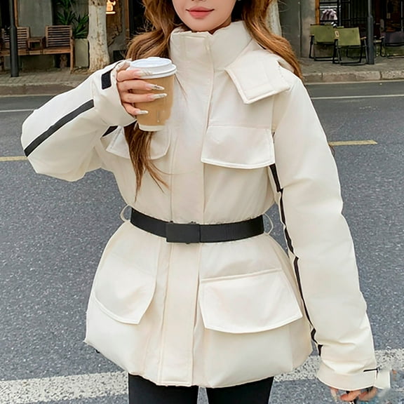 AUNVITO Women's Ski Jacket Thick Warm Hooded Long Sleeve Winter Coat Polyester Insulated Windproof for Outdoor Snow Sports