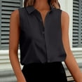 thumbnail image 1 of AUNVITO Women's Sleeveless Button-Down Collar Shirt Solid Color Casual and Chic-Style, 1 of 6