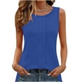 thumbnail image 1 of AUNVITO Women's Sleeveless T-shirt Round Neck Loose Fit Solid Color Comfortable Stretchy Casual Style, 1 of 9
