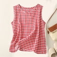 thumbnail image 1 of AUNVITO Women's Sleeveless Tank Top Round Neck Checkered Pattern Summer Essential Versatile Style, 1 of 5
