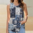 thumbnail image 1 of AUNVITO Women's Sleeveless Tank Top With Abstract Print Round Neck Ruffle Detail Casual and Fashionable Style, 1 of 5