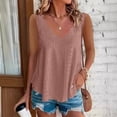 thumbnail image 1 of AUNVITO Women's Sleeveless V Neck Casual Top with Ruffle Hem Asymmetrical Design Bohemian Summer Style, 1 of 8