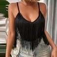 thumbnail image 1 of AUNVITO Women's Sleeveless V-Neck Fringe Tank Top Casual Bohemian Style, 1 of 4