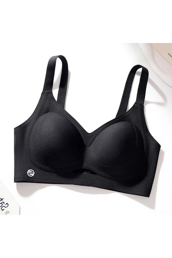 Women's Soft Rubber Strips Thin Seamless Lifting Bra Comfortable Fixed Cups Non-Slip No Gap Underwear All Seasons Casual V-Neck