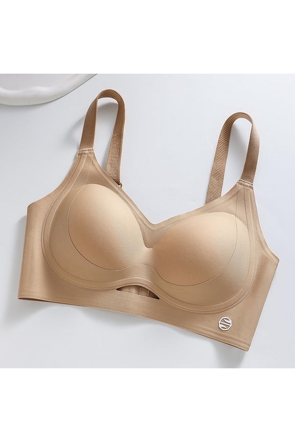 Women's Soft Rubber Strips Thin Seamless Lifting Bra Comfortable Fixed Cups Non-Slip No Gap Underwear All Seasons Casual V-Neck
