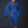thumbnail image 1 of AUNVITO Women's Solid Color Bodycon Dress Long Sleeve Turn-Down Collar Professional and Chic, 1 of 9