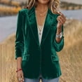 thumbnail image 1 of AUNVITO Women's Solid Velvet Blazer Notch Lapel Long Sleeve with Faux Pockets Elegant and Chic Style, 1 of 8
