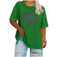 thumbnail image 1 of AUNVITO Women's St. Patrick's Day T-Shirt Plus Size Round Neck Short Sleeve with Holiday Print Casual Festive Style, 1 of 4