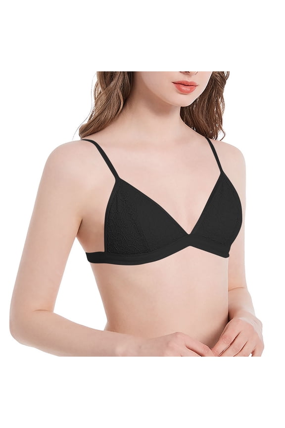 Women's No Steel Wire Lace Bralette Push Up Lightweight Minimizer Bra Stylish Triangle Cup Wireless Comfortable Casual Daily Wear (Black, Pink, White)
