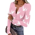 thumbnail image 1 of AUNVITO Women's Stretch Ribbed Knit Top Long Sleeve V-Neck Print Button Front Casual Comfortable, 1 of 9