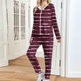 thumbnail image 1 of AUNVITO Women's Striped Hooded Tracksuit Set with Pockets, Drawstring Waist & Relaxed Fit 2-Piece Sportswear Outfit, 1 of 5