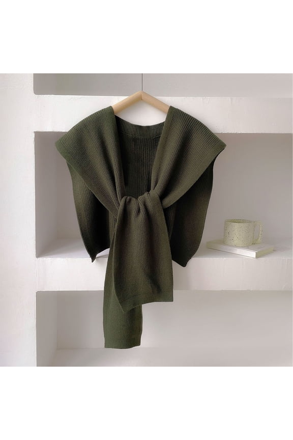 Women's Striped Knit Shawl Hooded Cape with Sleeves Versatile and Stylish for All Seasons