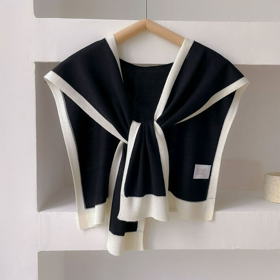 AUNVITO Women's Striped Knit Shawl Hooded Cape with Sleeves Versatile and Stylish for All Seasons