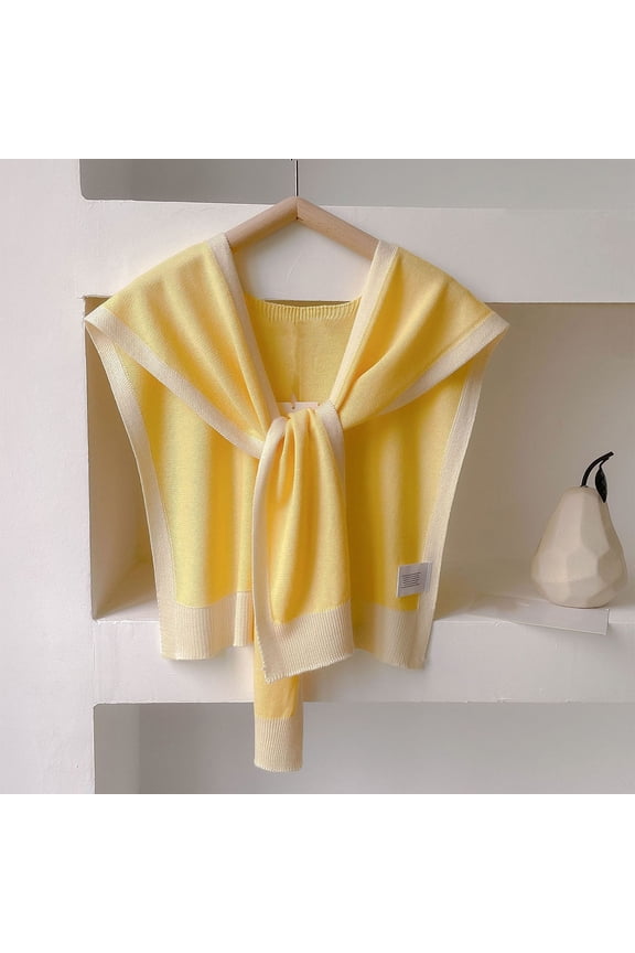 Women's Striped Knit Shawl Hooded Cape with Sleeves Versatile and Stylish for All Seasons