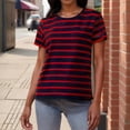 thumbnail image 1 of AUNVITO Women's Striped T-Shirt Short Sleeve Round Neck Casual and Comfortable Daily Wear, 1 of 9