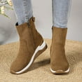 thumbnail image 1 of AUNVITO Women's Suede Wedge Heel Ankle Boots Comfortable Height Increase Side Zipper Warm Slim Fit Boots For Fall Winter Black Gray Beige Brown, 1 of 9