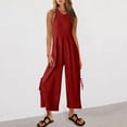 thumbnail image 1 of AUNVITO Women's Summer Casual Loose Fit Sleeveless Pocket Romper Jumpsuit with Breathable Design for Daily Wear, 1 of 9