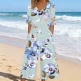 thumbnail image 1 of AUNVITO Women's Summer Jumpsuit with All-Over Print Short Sleeve V-Neck Back Zipper Side Pockets Casual and Trendy Style, 1 of 5