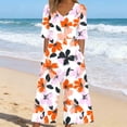 thumbnail image 1 of AUNVITO Women's Summer Jumpsuit with All-Over Print Short Sleeve V-Neck Back Zipper Side Pockets Casual and Trendy Style, 1 of 5