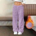 thumbnail image 1 of AUNVITO Women's Thermal Fleece Elastic Waist Jogger Pants, Double-Sided Fleece, Loose Fit Straight Leg Drawstring Winter Casual Trousers with Cozy Warmth, 1 of 6