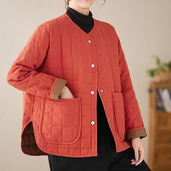 AUNVITO Women's Thicken Winter Coat with Oversized Pockets Warm Polyester Cotton Jacket