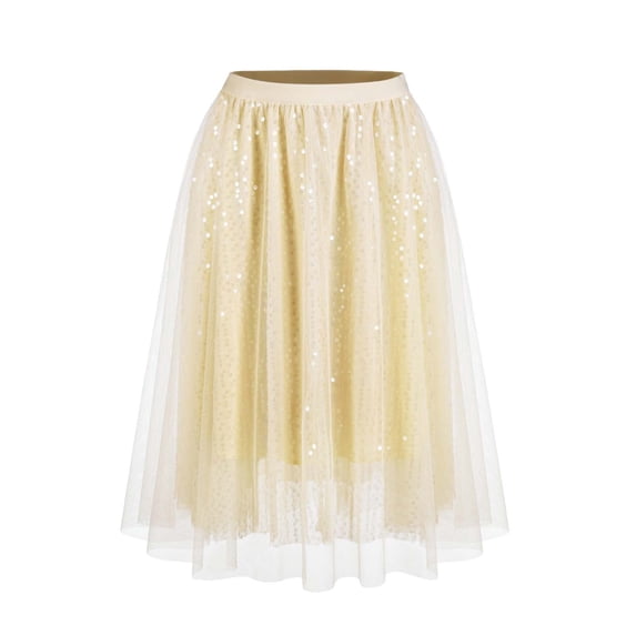 AUNVITO Women's Tulle Skirt Layered Cake Design with Sparkle Details Romantic and Elegant Style