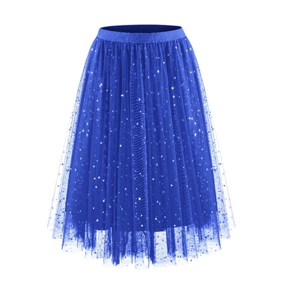 AUNVITO Women's Tulle Skirt Layered Cake Design with Sparkle Details Romantic and Elegant Style