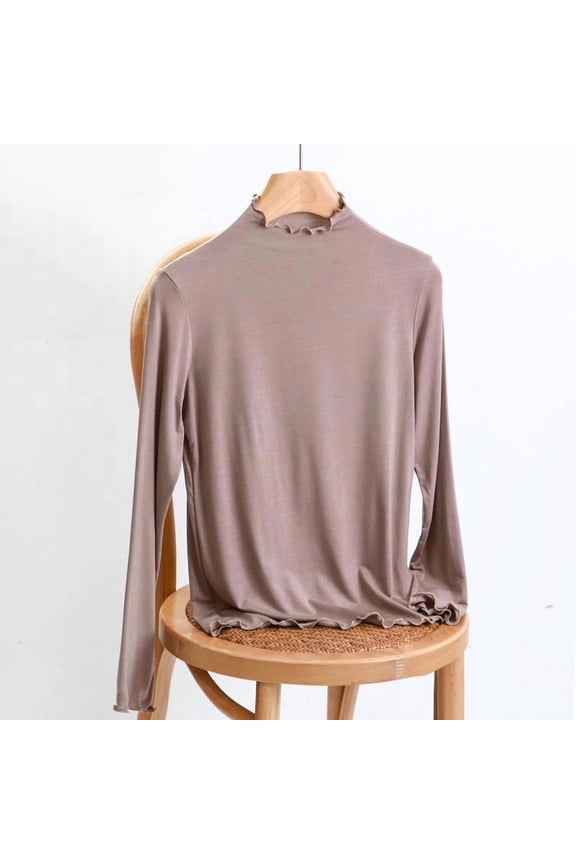 Women's Turtleneck Top Long Sleeve Slim Fit Casual Basic Essential