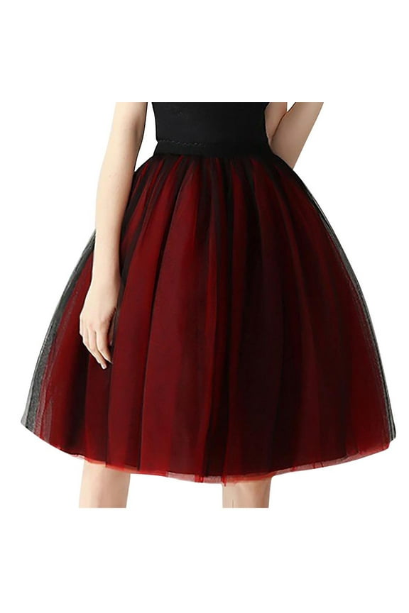 Women's Tutu Skirt Elastic Waist Layered Tulle Party Dress Multicolor