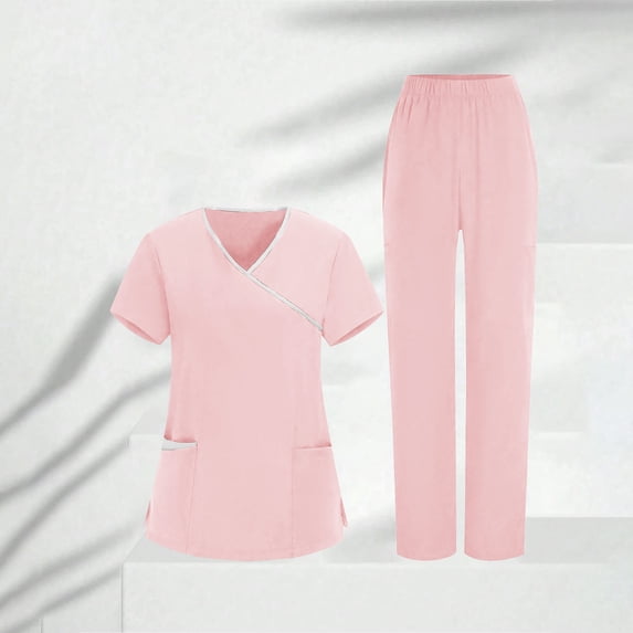 AUNVITO Women's Uniform Scrubs Suit Professional Style Four-Way Stretch Comfortable Fit