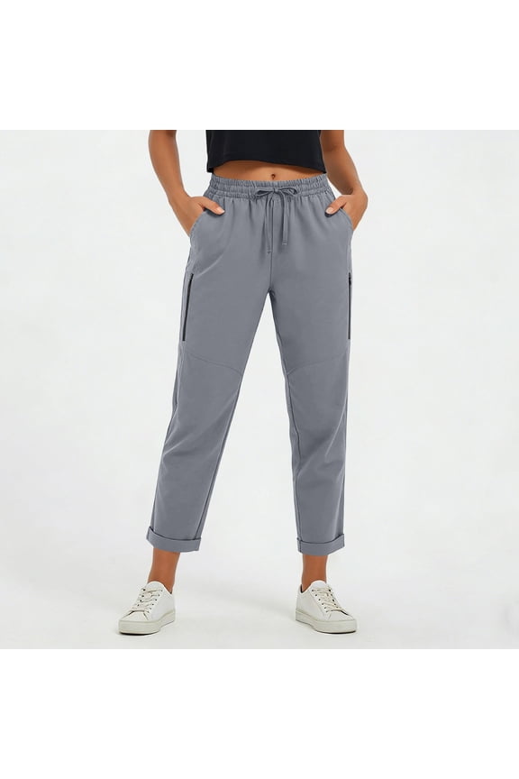 Women's Utility Cargo Pants with Multiple Pockets Nine-Tenths Length for Outdoor Casual Comfortable Fit