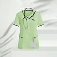 thumbnail image 1 of AUNVITO Women's V-Neck Nursing-Style Shirt Short Sleeve Uniform Top Professional Medical Scrub, 1 of 9