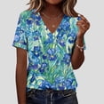 thumbnail image 1 of AUNVITO Women's V-Neck Short Sleeve T-Shirt Fashion Print Relaxed Fit Casual and Trendy Style, 1 of 8