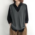 thumbnail image 1 of AUNVITO Women's V-Neck Sleeveless Knit Vest Oversized Pullover Casual and Versatile Style, 1 of 6