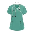 thumbnail image 1 of AUNVITO Women's V-Neck Uniform Shirt Short Sleeve Professional Top for Workers, 1 of 5