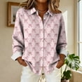 thumbnail image 1 of AUNVITO Women's Valentine's Day Shirt Long Sleeve Turn-Down Collar with Valentine Print and Button Front Casual and Romantic Style, 1 of 5