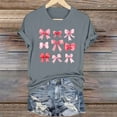 thumbnail image 1 of AUNVITO Women's Valentine's Day T-Shirt Bow Detail Print Round Neck Short Sleeve Casual and Fashionable, 1 of 6