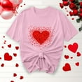 thumbnail image 1 of AUNVITO Women's Valentine's Day T-shirt Round Neck Short Sleeve with Heart Print Casual and Cute Style, 1 of 5