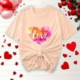 thumbnail image 1 of AUNVITO Women's Valentine's Day T-shirt Round Neck Short Sleeve with Heart Print Casual and Cute Style, 1 of 5