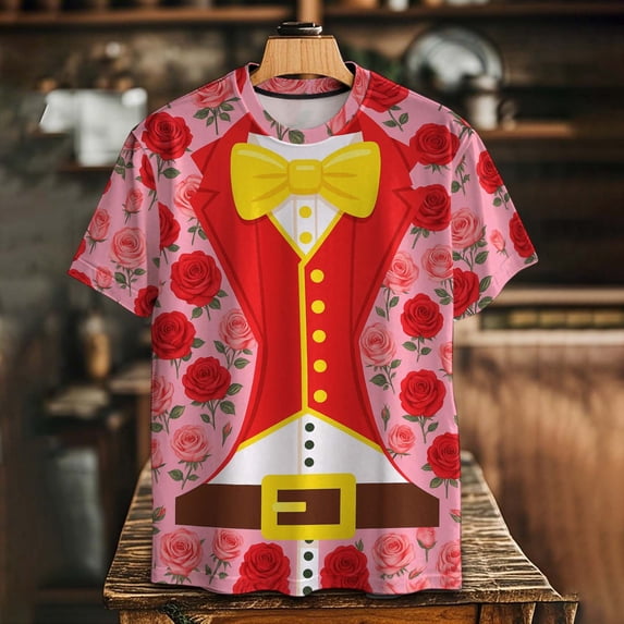 AUNVITO Women's Valentine's Day T-shirt Short Sleeve Casual Fit Unisex Casual and Trendy Valentine Style