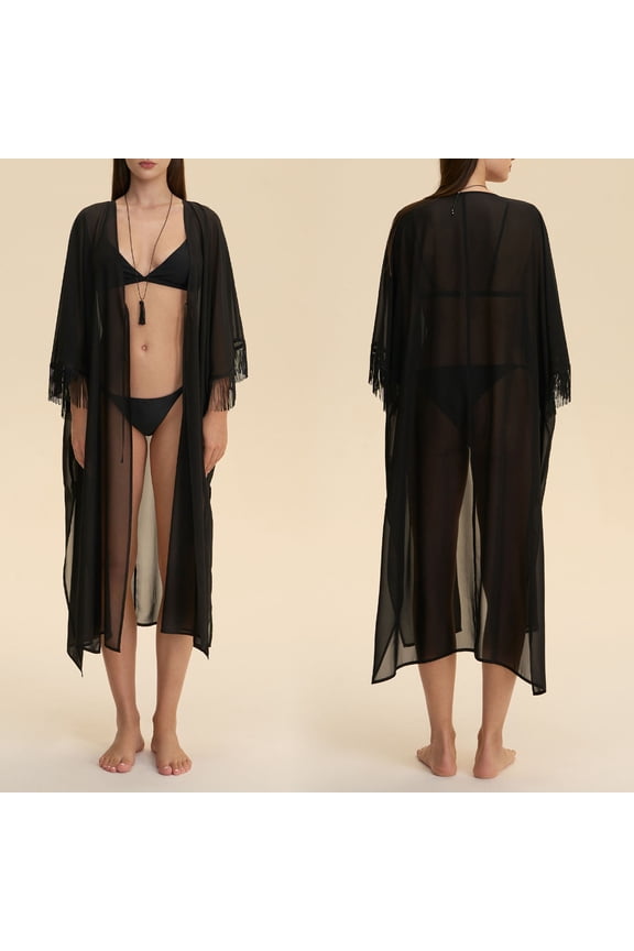 Women's Vintage Mesh Robe Elegant Sheer Luxurious Home Loungewear Retro Design