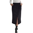 thumbnail image 1 of AUNVITO Women's Vintage Skirt with High Slit Elegant Office Style, 1 of 8
