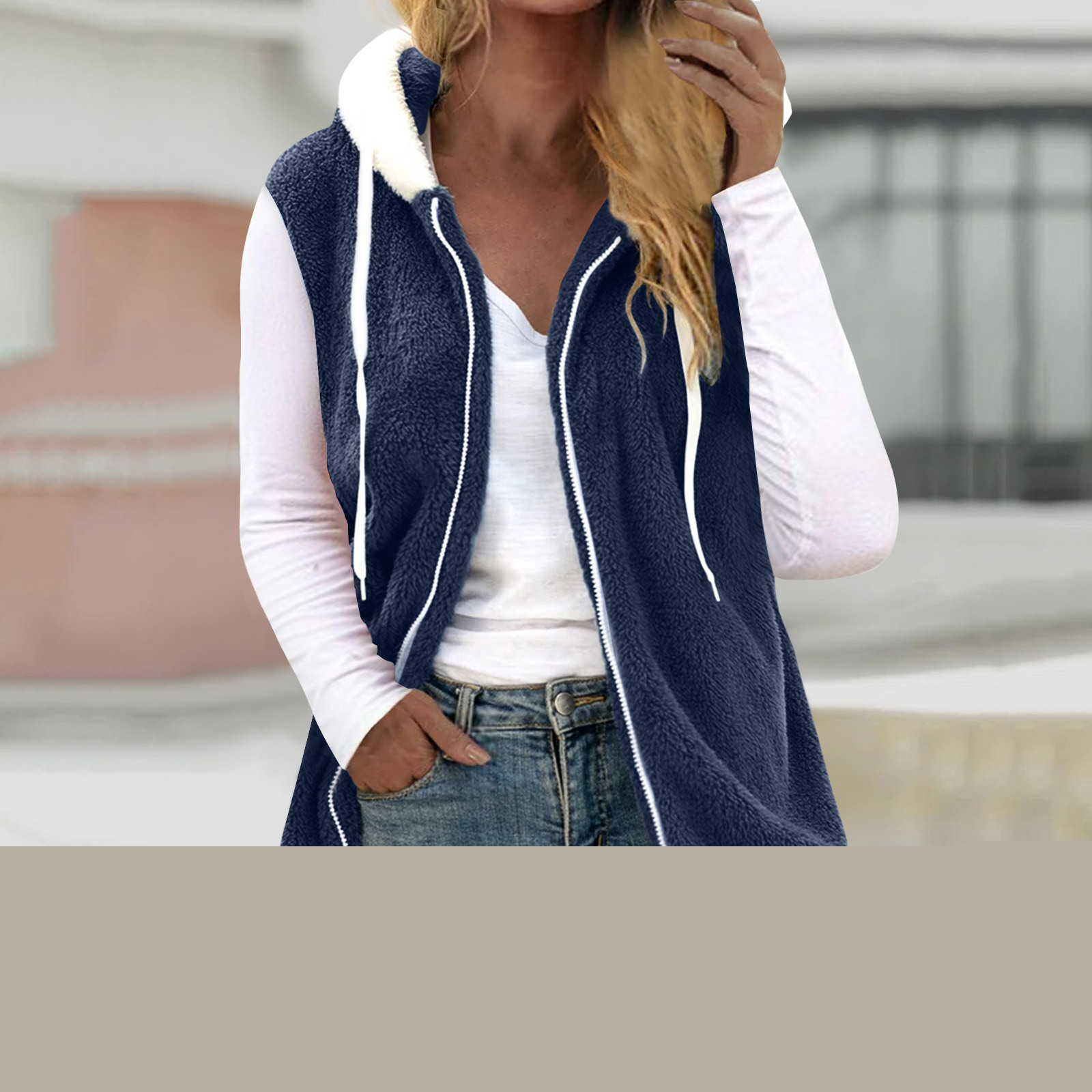 AUNVITO Women's Warm Sleeveless Zip Up Vest With Pockets Casual Long Coat For Daily Wear