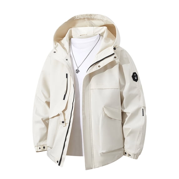 AUNVITO Women's Water-Repellent Hooded Windbreaker Jacket with Multi-Pockets, Lightweight & Breathable, Suitable for Hiking, Commute, Casual Outdoor