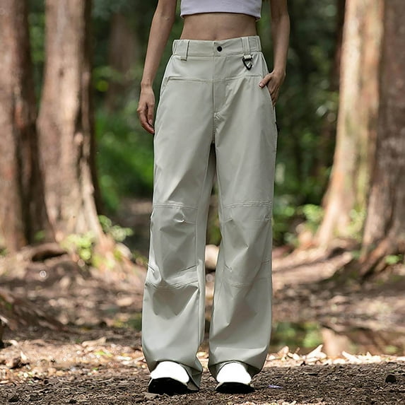 AUNVITO Women's Waterproof Windproof Solid Color Outdoor Sports Pants Casual Versatile Long Hiking Travel Work Comfortable