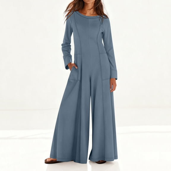 AUNVITO Women's Wide Leg Jumpsuit Loose Fit with Zipper Front Casual and Comfortable