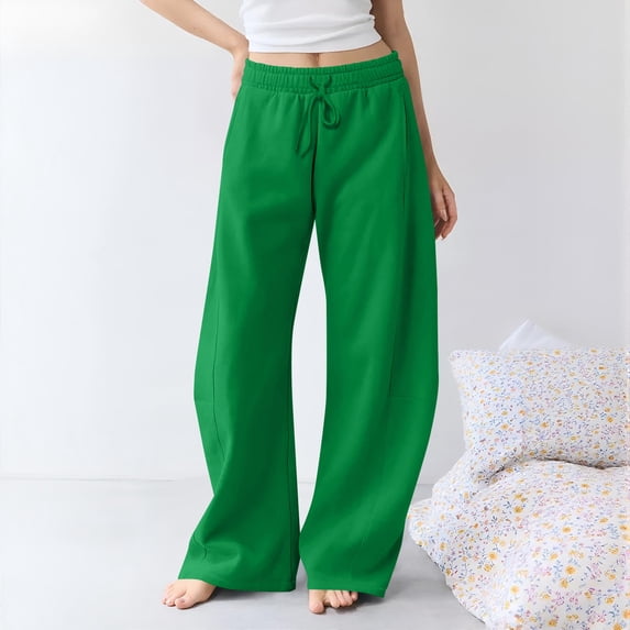 AUNVITO Women's Wide Leg Pants Casual Fit with Elastic Waistband Casual and Comfortable